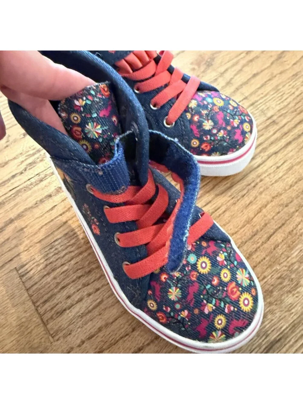 Wild Spirit Denim High Top Embroidered Sneakers Shoes NWOT Girls 12